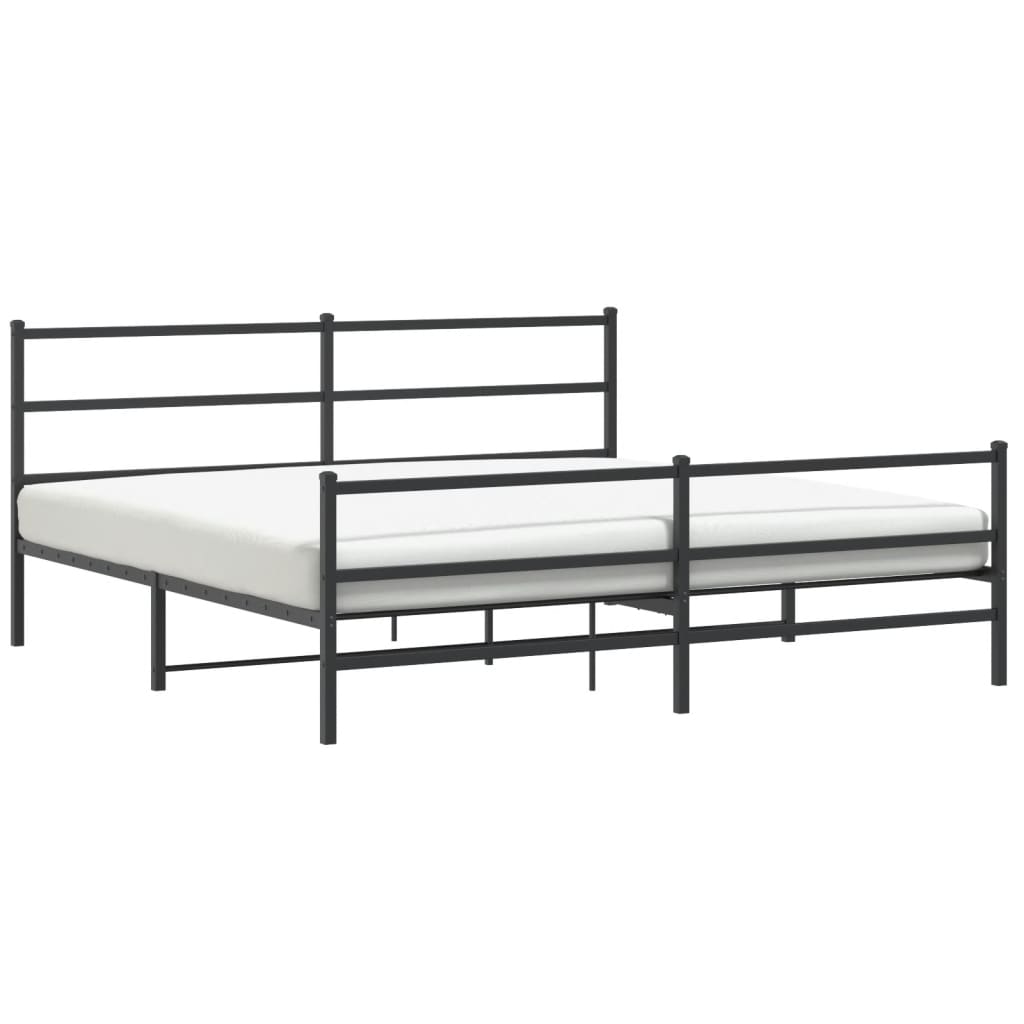 Bedframe Met Hoofd- En Voeteneinde Metaal 200 x 200 cm Zwart