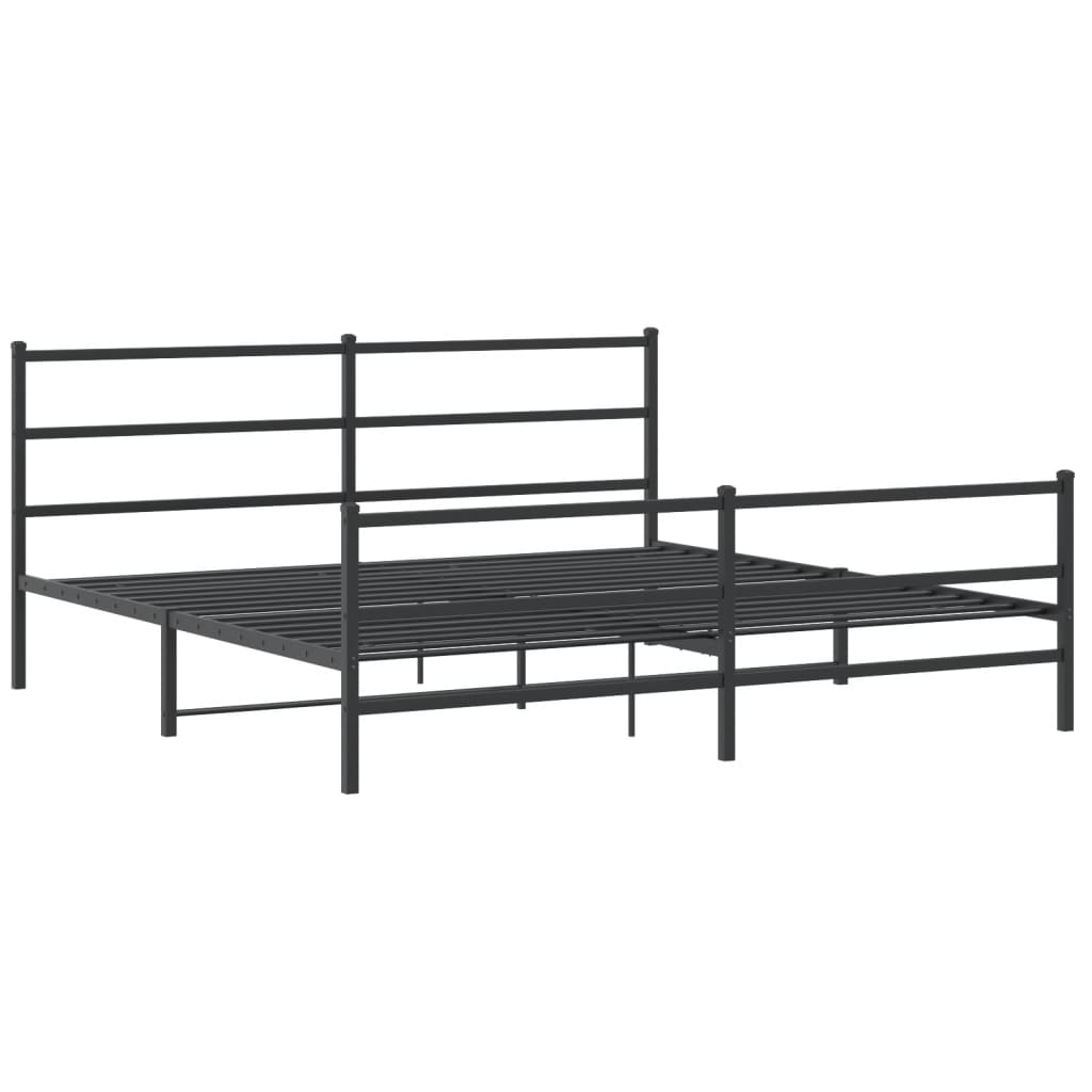 Bedframe Met Hoofd- En Voeteneinde Metaal 200 x 200 cm Zwart