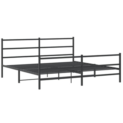 Bedframe Met Hoofd- En Voeteneinde Metaal 200 x 200 cm Zwart