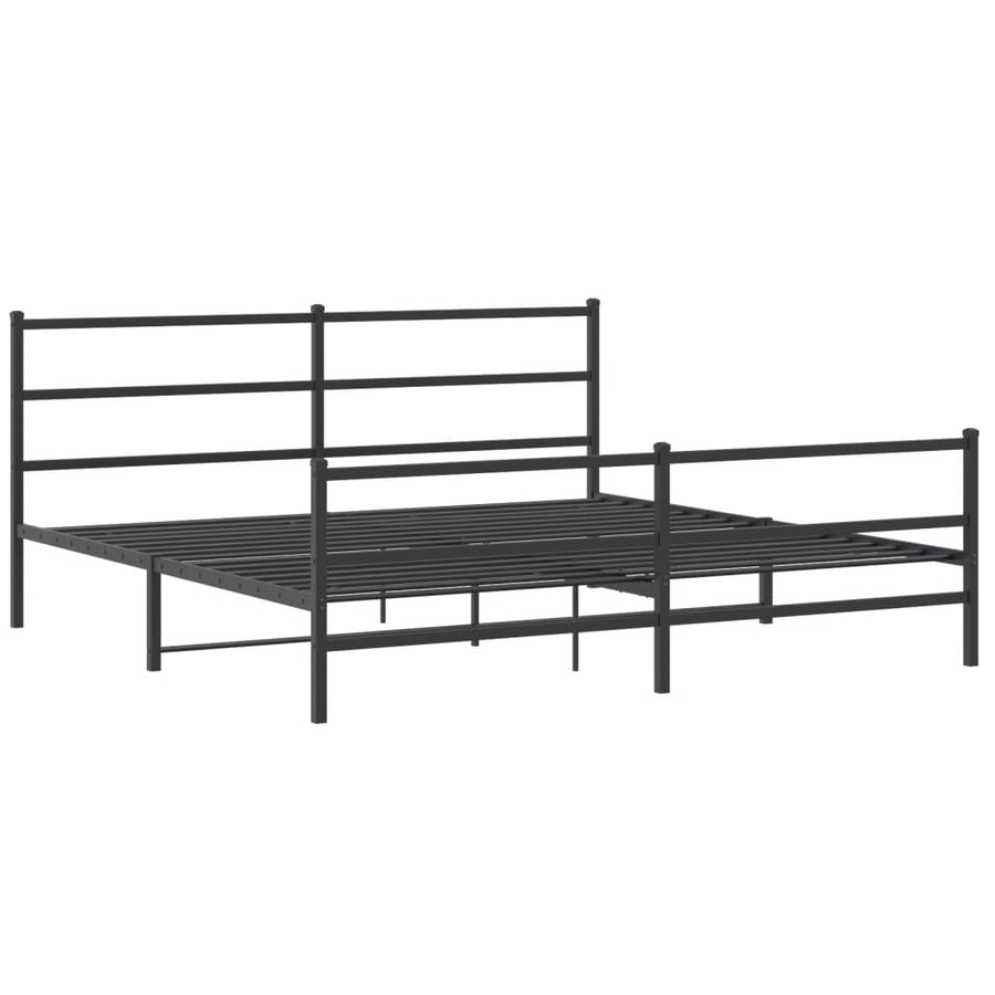 Bedframe Met Hoofd- En Voeteneinde Metaal 200 x 200 cm Zwart