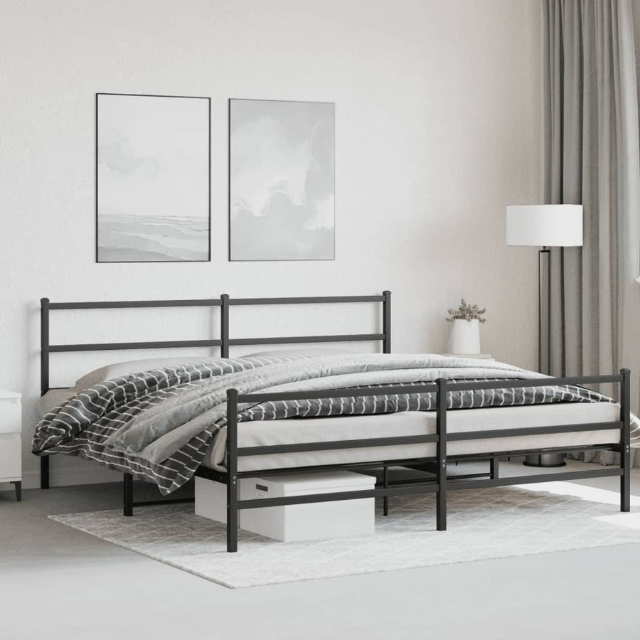 Bedframe Met Hoofd- En Voeteneinde Metaal 200 x 200 cm Zwart
