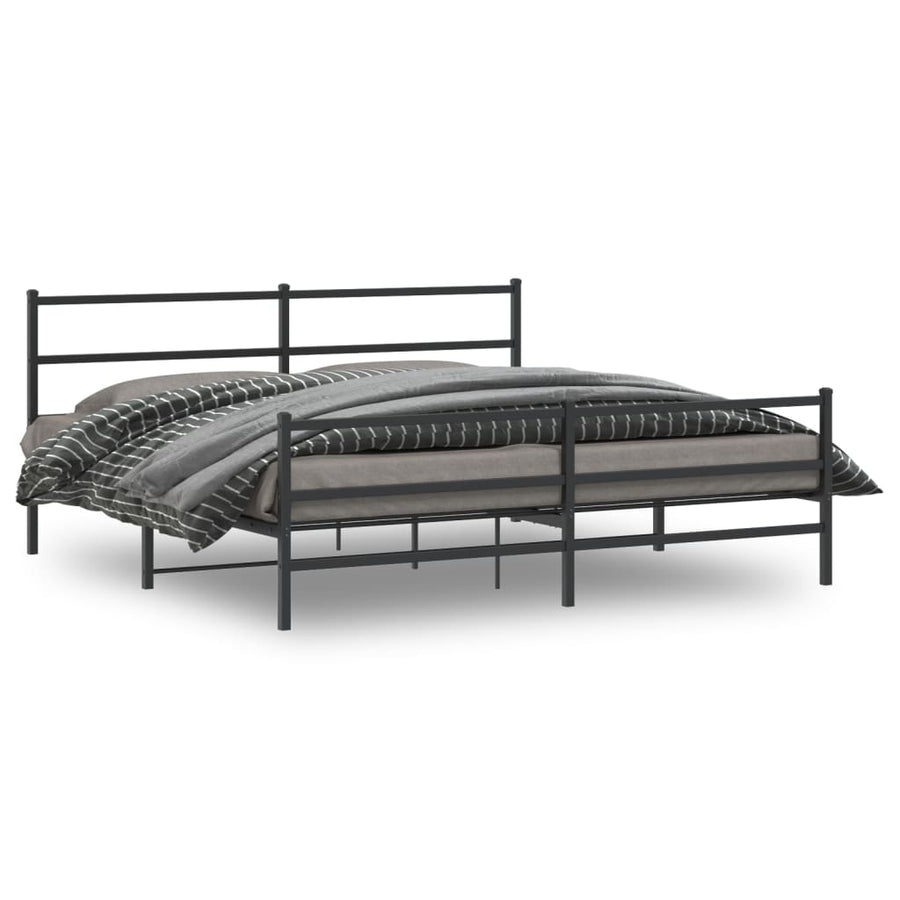 Bedframe Met Hoofd- En Voeteneinde Metaal 200 x 200 cm Zwart