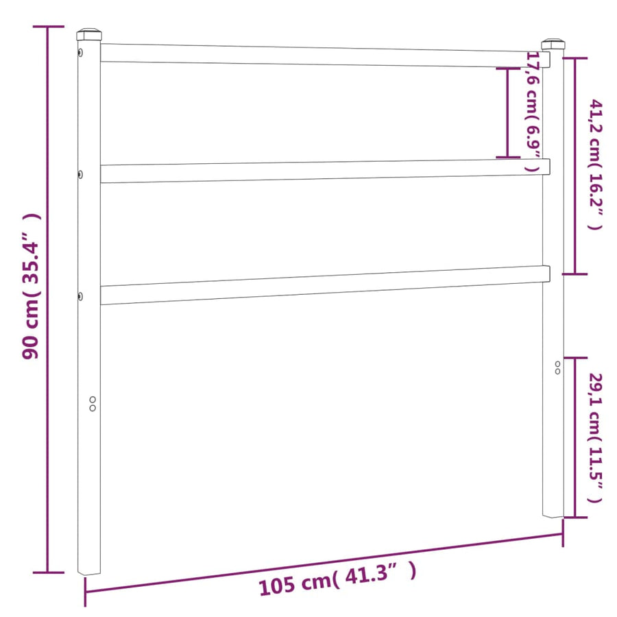 Hoofdbord Metaal 100 cm Zwart