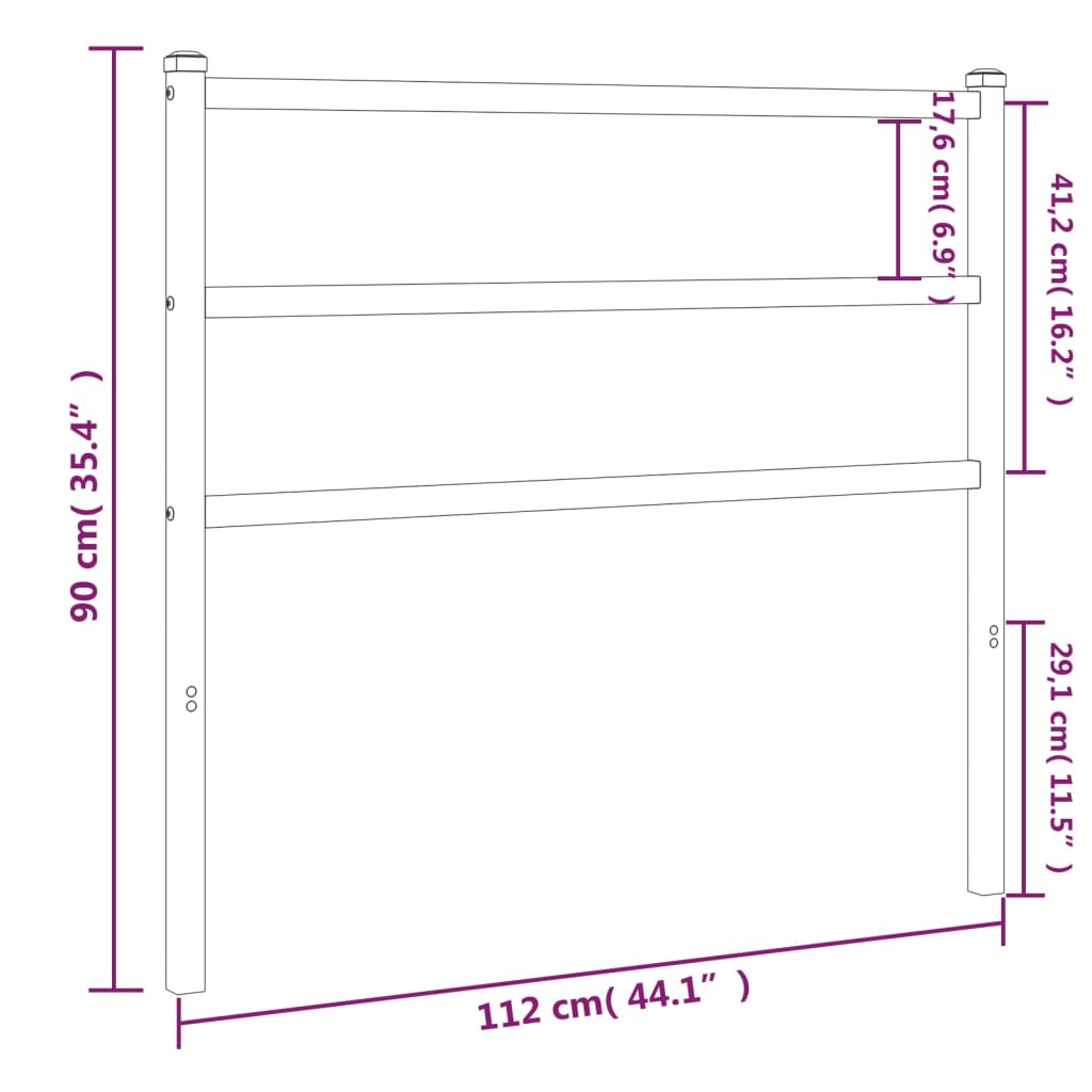 Hoofdbord Metaal 107 cm Zwart