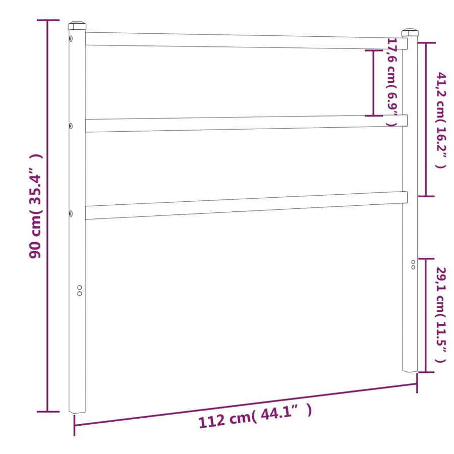 Hoofdbord Metaal 107 cm Zwart