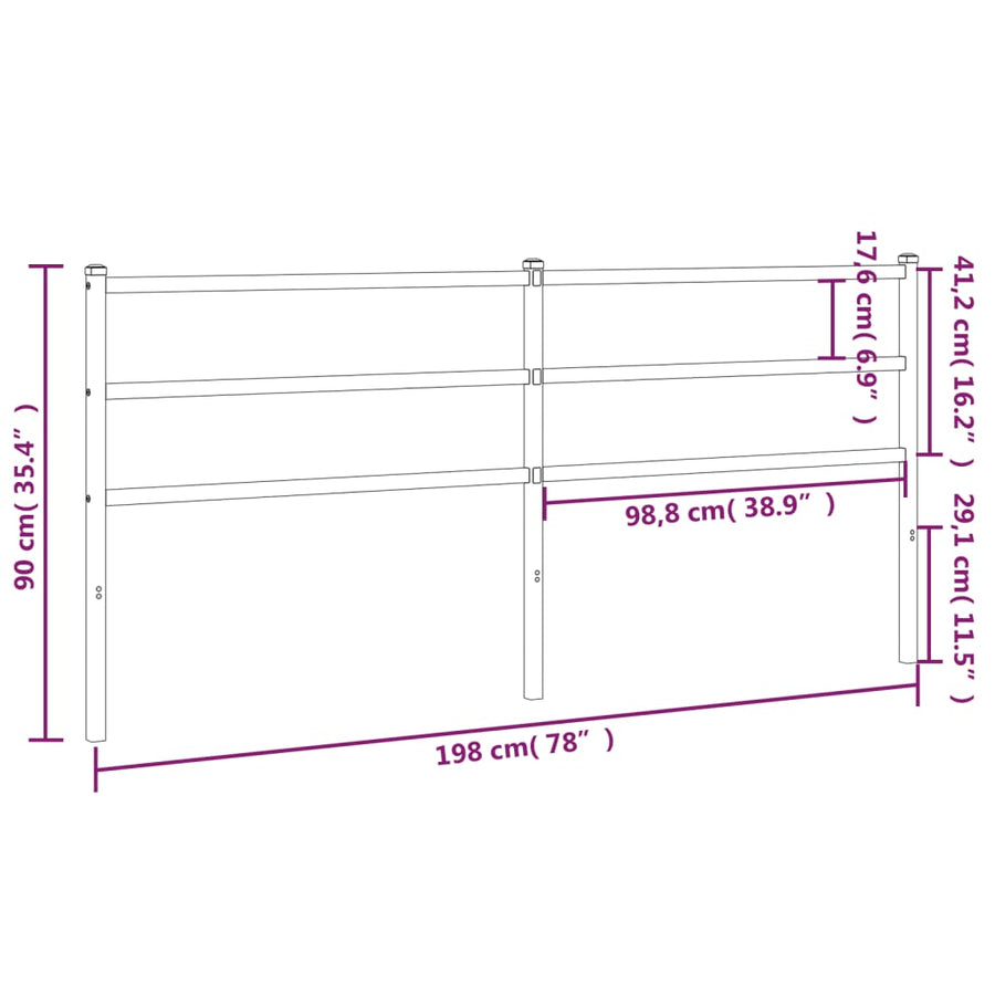 Hoofdbord Metaal 193 cm Zwart
