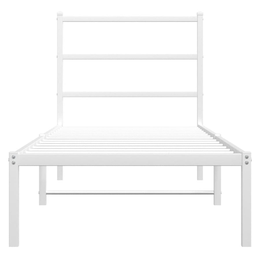 Bedframe Zonder Matras Metaal 75 x 190 cm Wit met hoofdbord