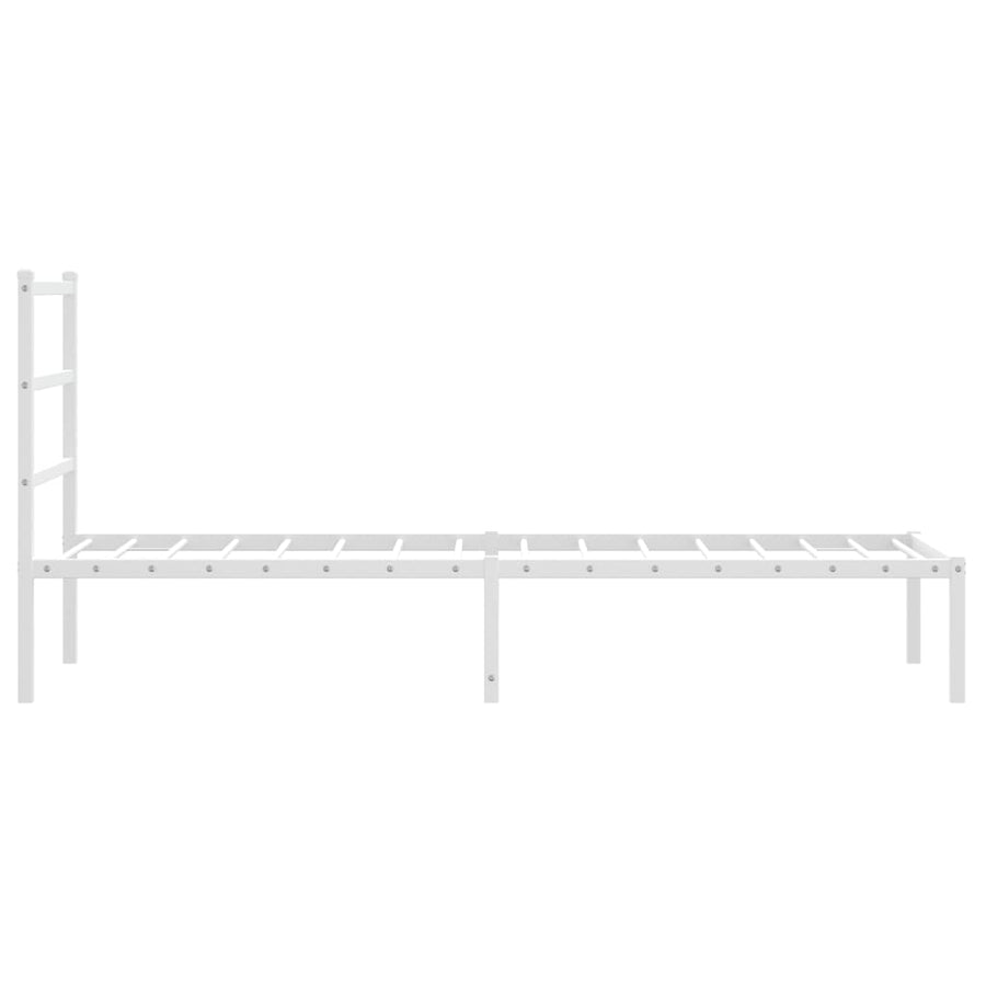 Bedframe Zonder Matras Metaal 75 x 190 cm Wit met hoofdbord
