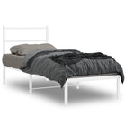 Bedframe 75x190 cm metaal wit met hoofdbord