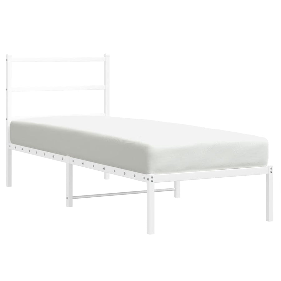 Bedframe Metaal 80 x 200 cm Wit met hoofdbord