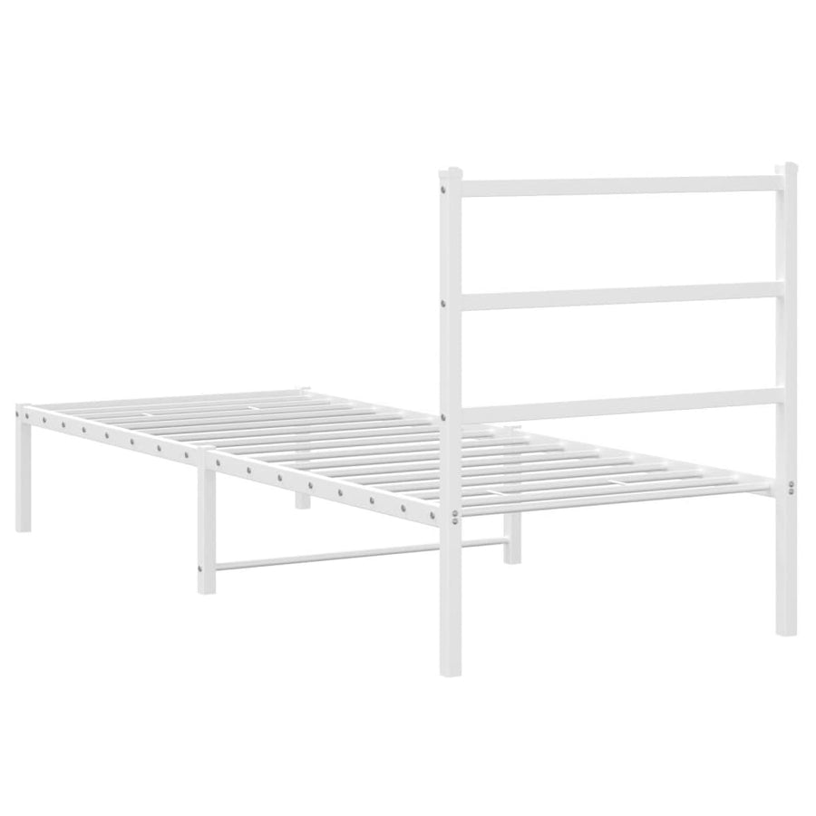 Bedframe Metaal 80 x 200 cm Wit met hoofdbord