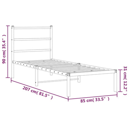 Bedframe Metaal 80 x 200 cm Wit met hoofdbord