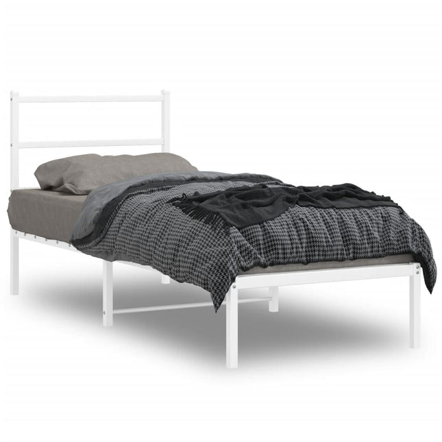 Bedframe Metaal 80 x 200 cm Wit met hoofdbord