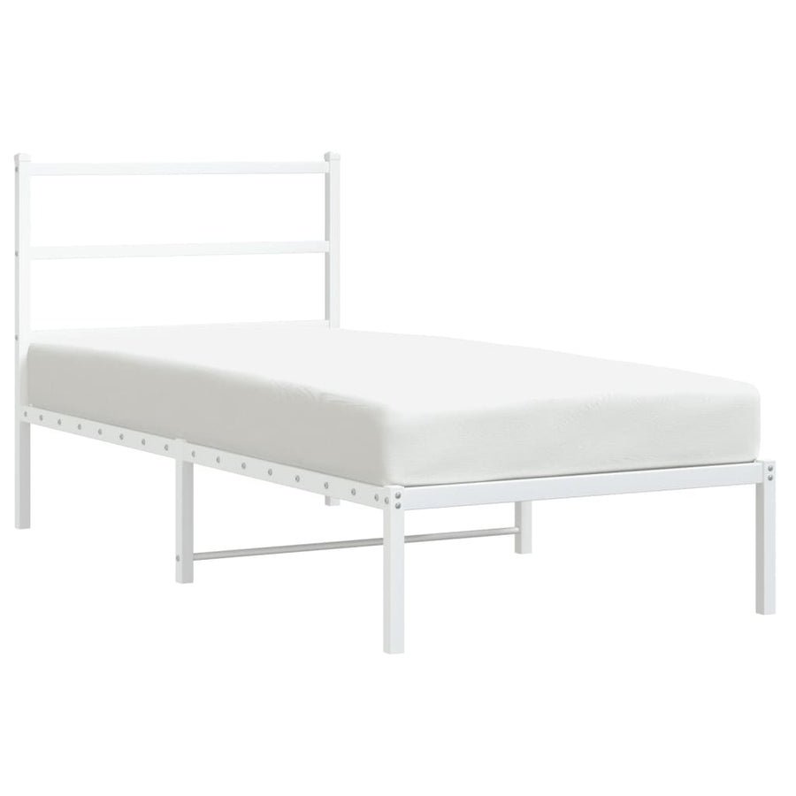 Bedframe Metaal 90 x 190 cm Wit met hoofdbord