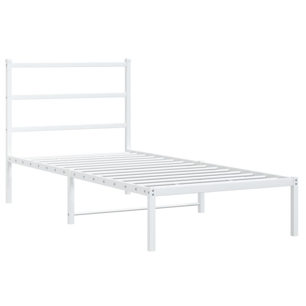 Bedframe Metaal 90 x 190 cm Wit met hoofdbord