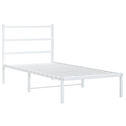 Bedframe Metaal 90 x 190 cm Wit met hoofdbord