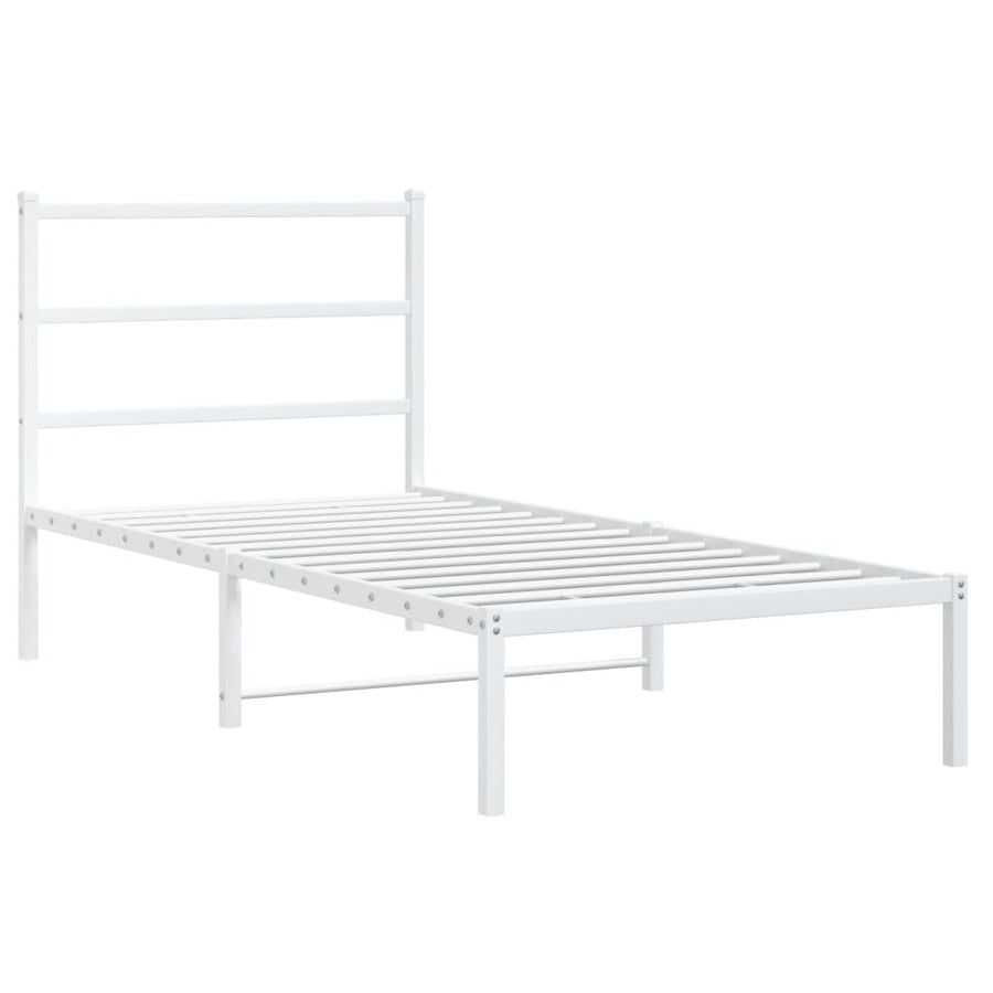 Bedframe Metaal 90 x 190 cm Wit met hoofdbord