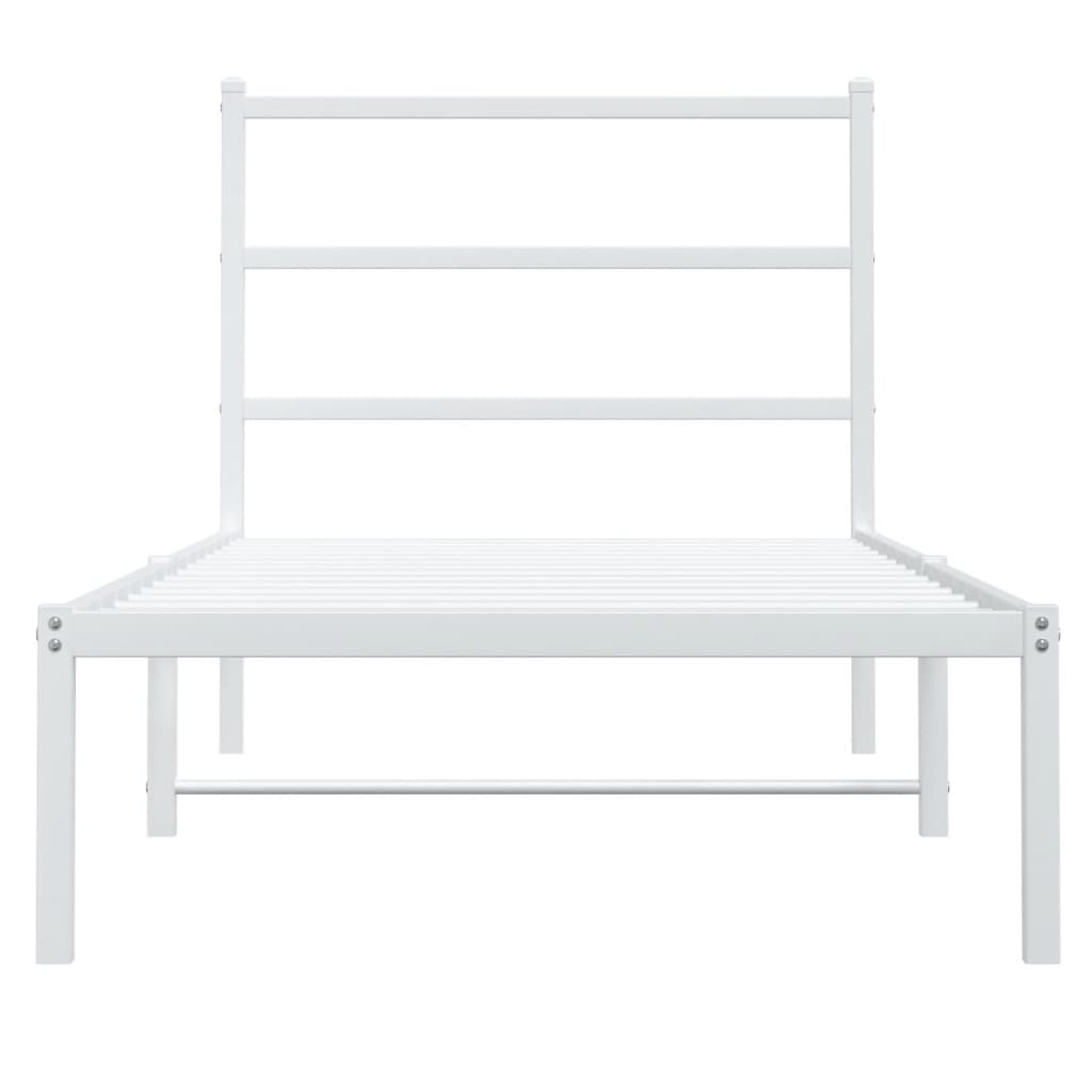 Bedframe Metaal 90 x 190 cm Wit met hoofdbord