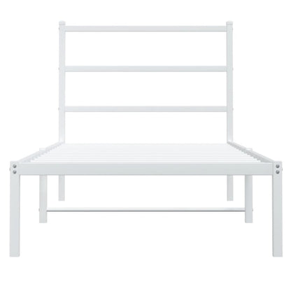 Bedframe Metaal 90 x 190 cm Wit met hoofdbord
