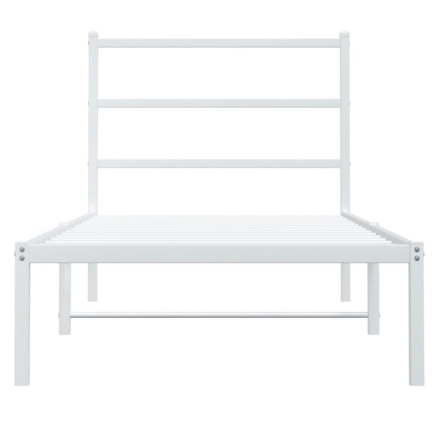Bedframe Metaal 90 x 190 cm Wit met hoofdbord