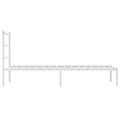 Bedframe Metaal 90 x 190 cm Wit met hoofdbord