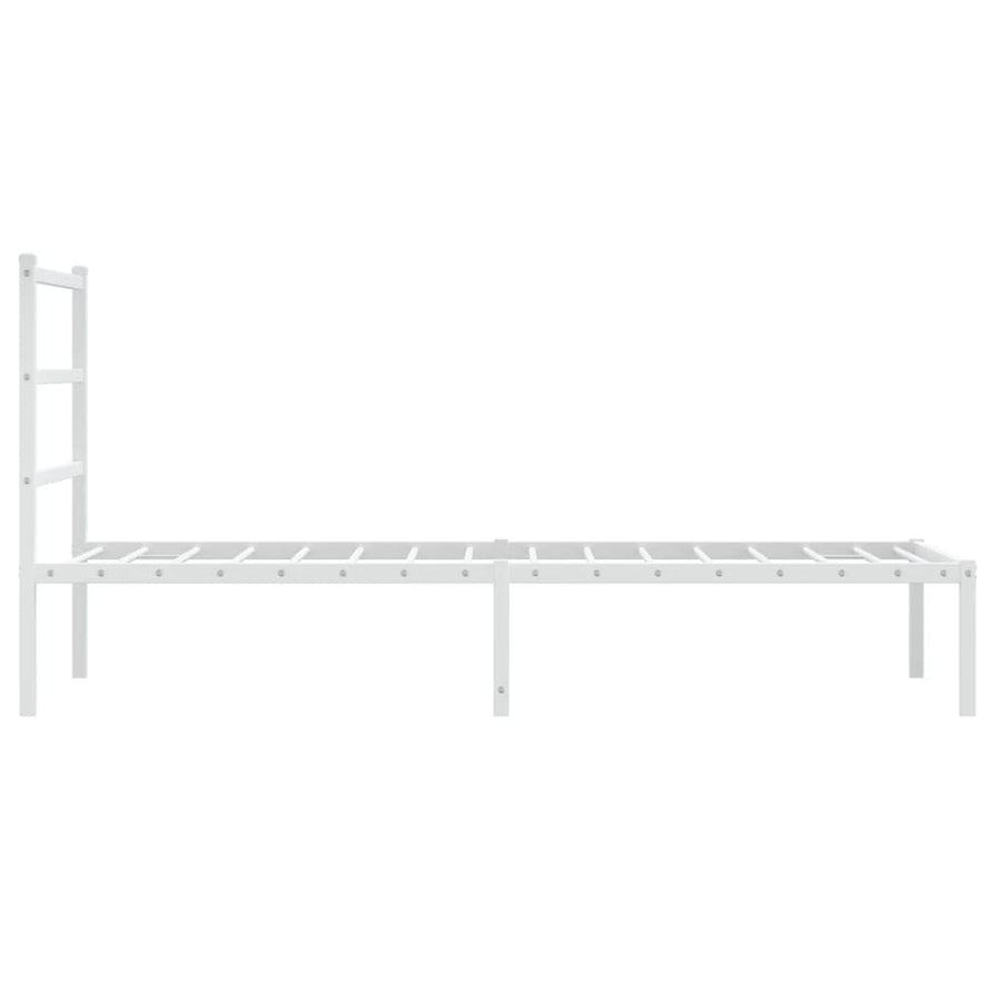 Bedframe Metaal 90 x 190 cm Wit met hoofdbord