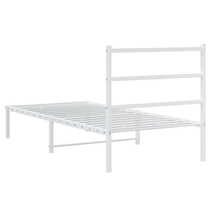 Bedframe Metaal 90 x 190 cm Wit met hoofdbord