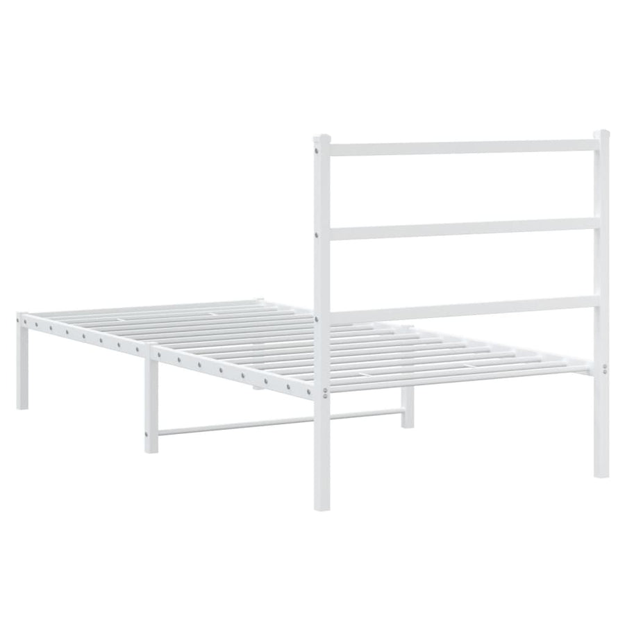 Bedframe Metaal 90 x 190 cm Wit met hoofdbord