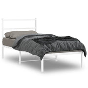 Bedframe metaal wit 90x190 cm met hoofdbord