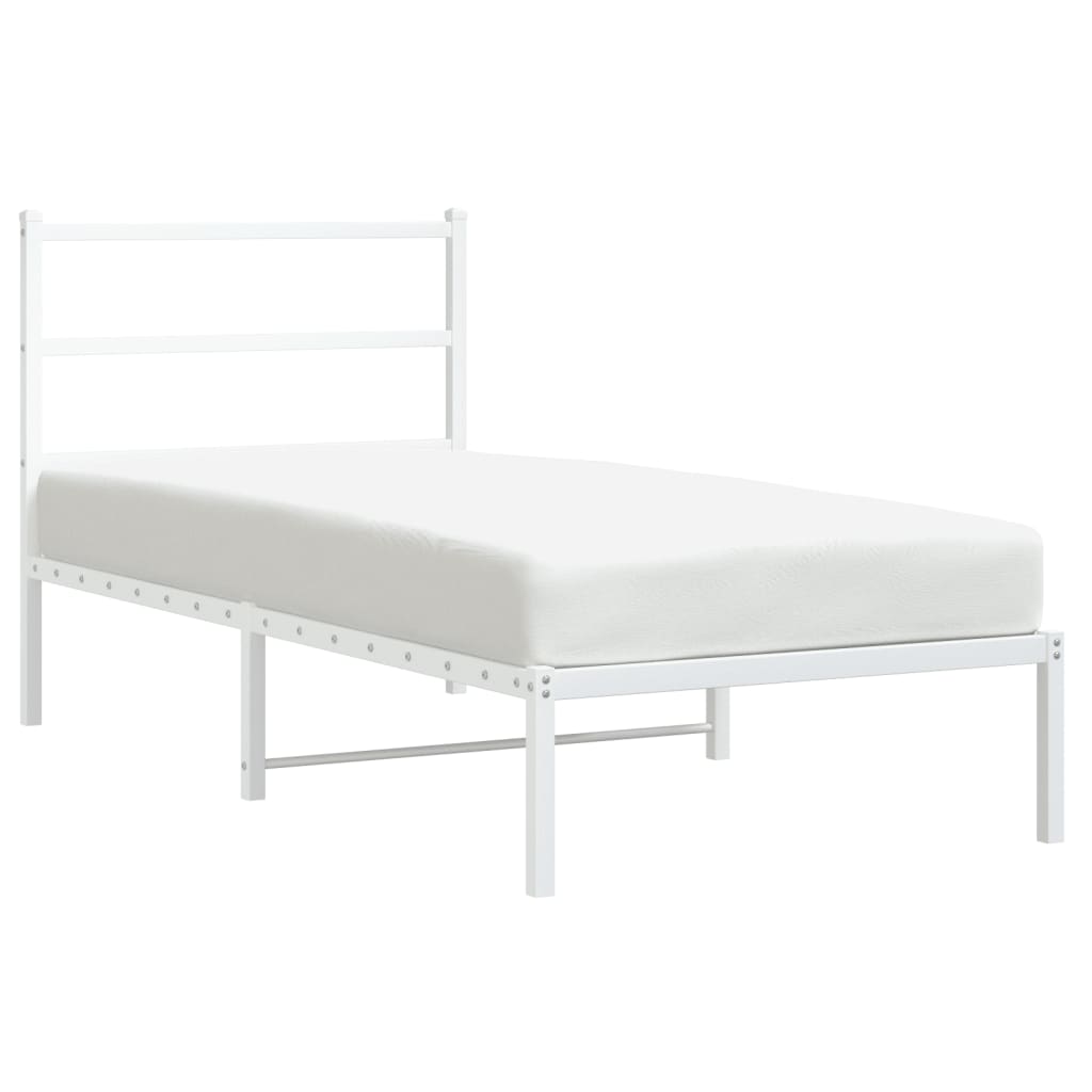 Bedframe Metaal 90 x 200 cm Wit met hoofdbord