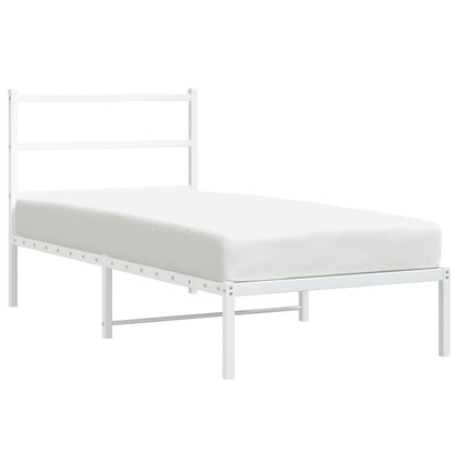 Bedframe Metaal 90 x 200 cm Wit met hoofdbord