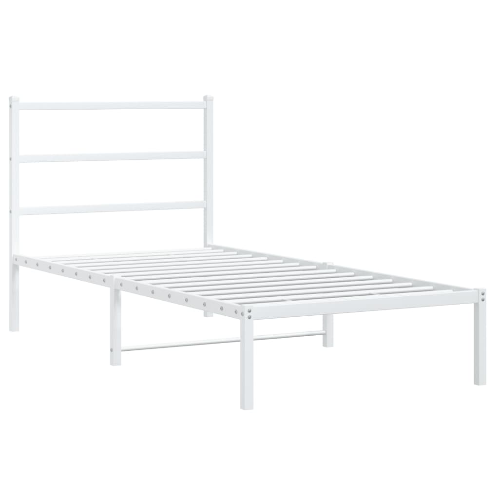 Bedframe Metaal 90 x 200 cm Wit met hoofdbord