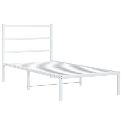 Bedframe Metaal 90 x 200 cm Wit met hoofdbord