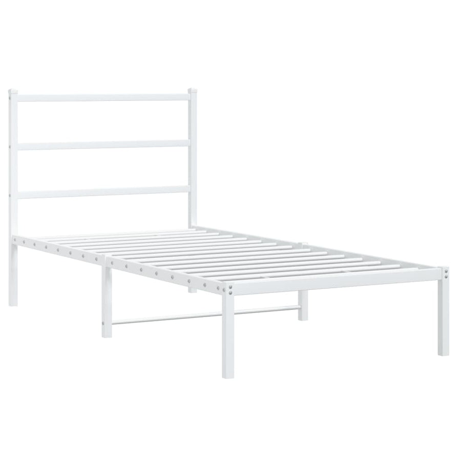Bedframe Metaal 90 x 200 cm Wit met hoofdbord