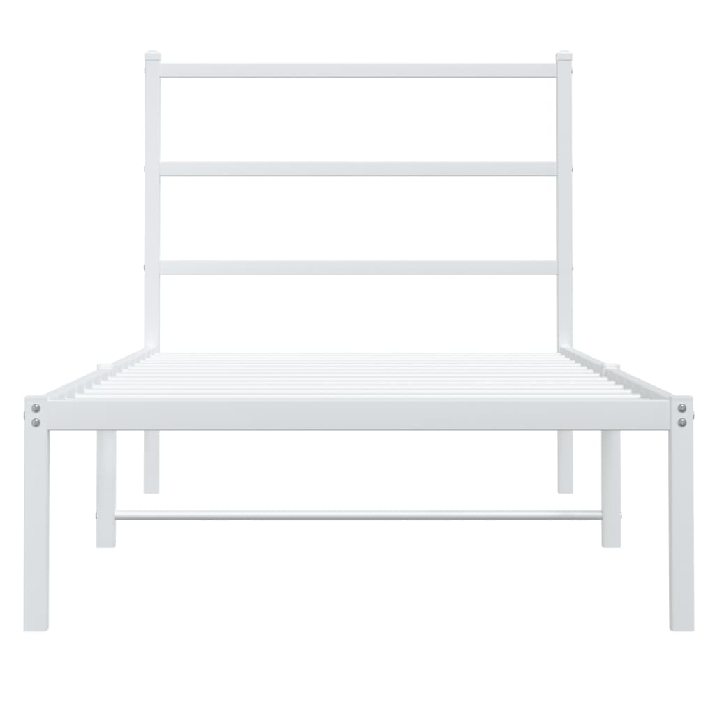 Bedframe Metaal 90 x 200 cm Wit met hoofdbord