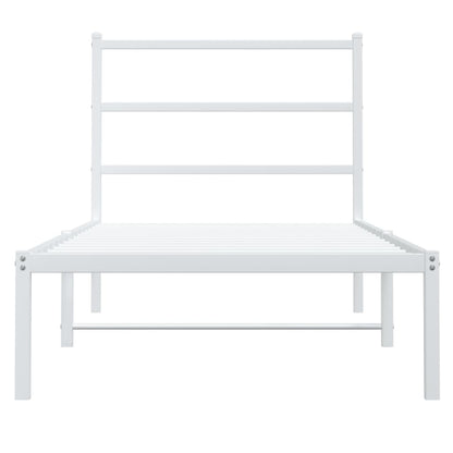 Bedframe Metaal 90 x 200 cm Wit met hoofdbord