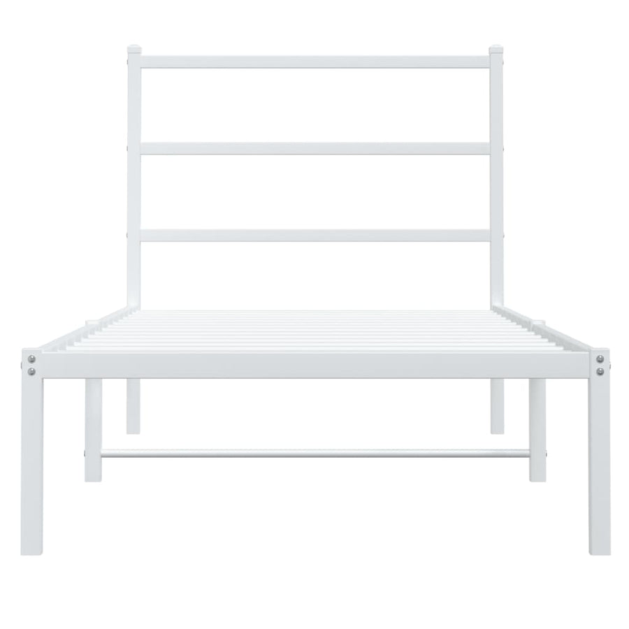 Bedframe Metaal 90 x 200 cm Wit met hoofdbord