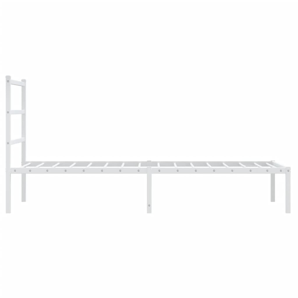 Bedframe Metaal 90 x 200 cm Wit met hoofdbord