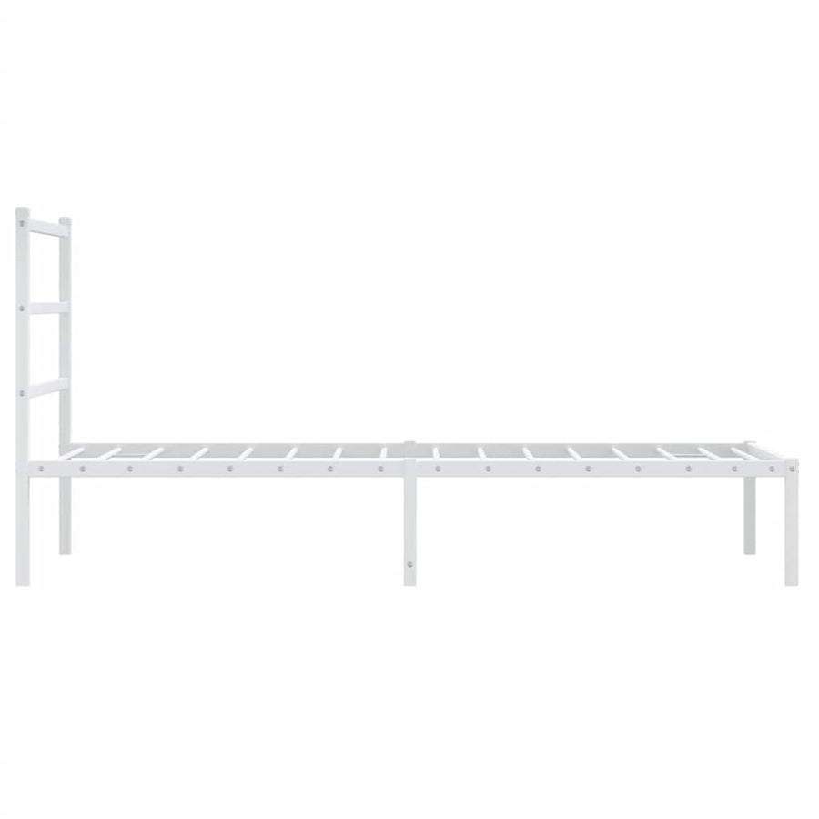 Bedframe Metaal 90 x 200 cm Wit met hoofdbord