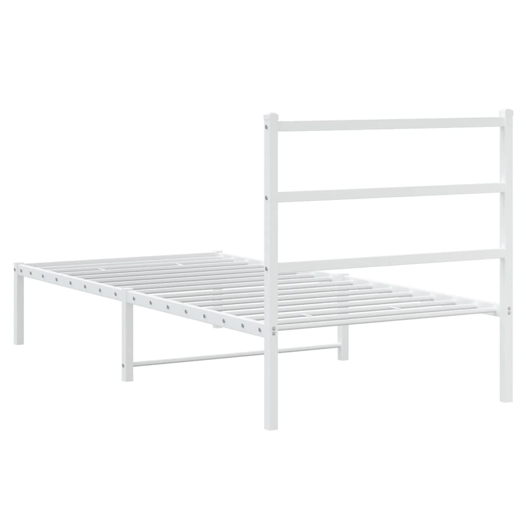 Bedframe Metaal 90 x 200 cm Wit met hoofdbord