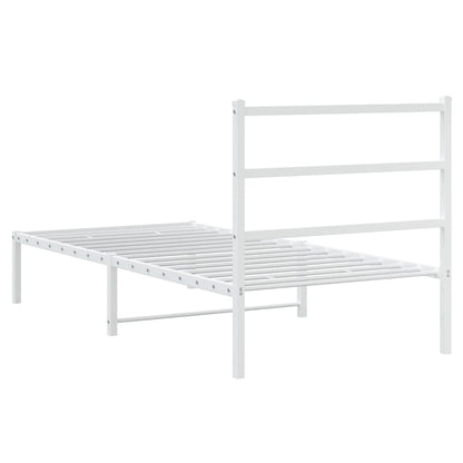 Bedframe Metaal 90 x 200 cm Wit met hoofdbord