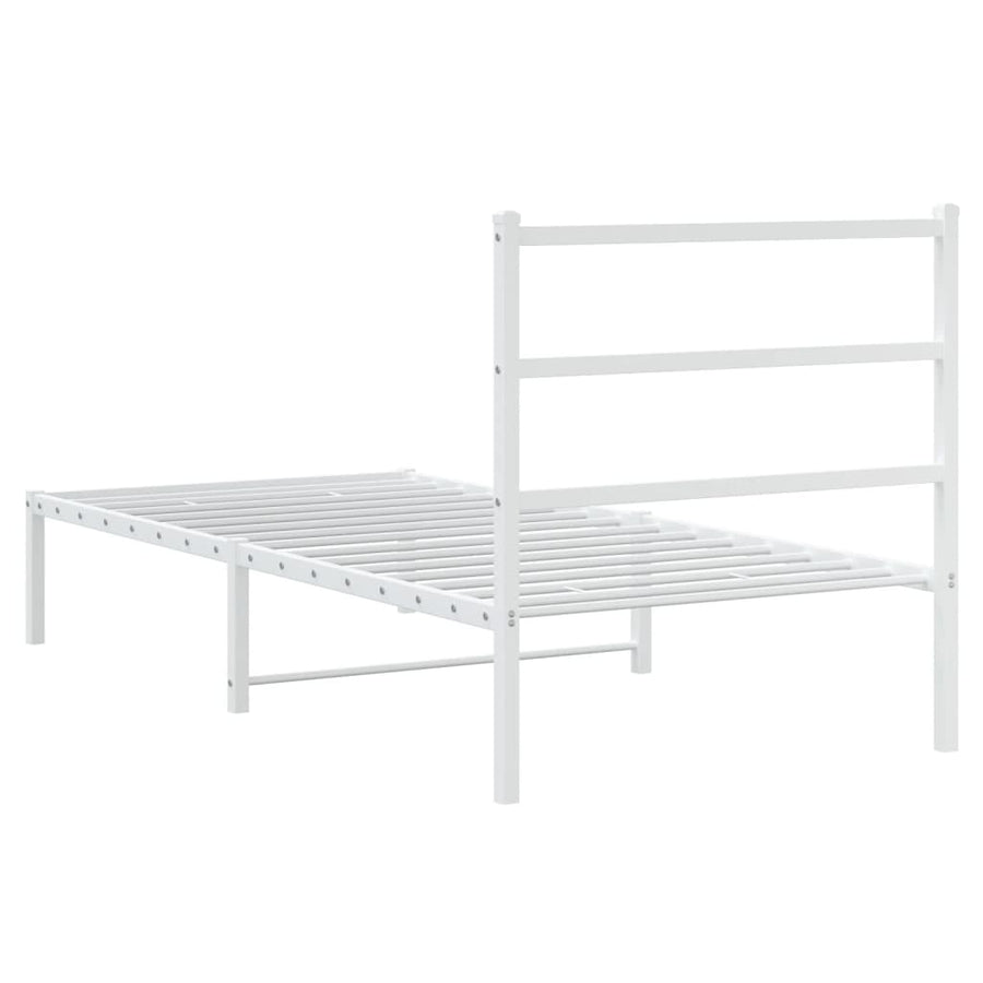 Bedframe Metaal 90 x 200 cm Wit met hoofdbord