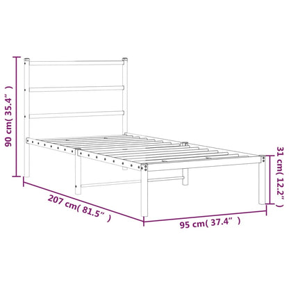 Bedframe Metaal 90 x 200 cm Wit met hoofdbord