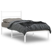 Bedframe metaal wit 90x200 cm met hoofdbord