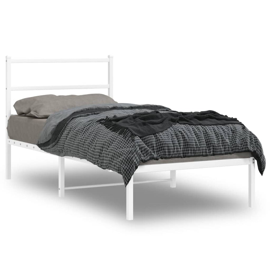 Bedframe Metaal 90 x 200 cm Wit met hoofdbord