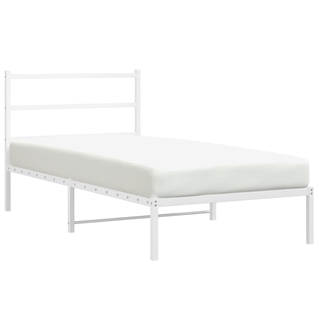 Bedframe Metaal 100 x 190 cm Wit met hoofdbord