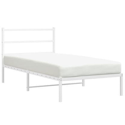 Bedframe Metaal 100 x 190 cm Wit met hoofdbord