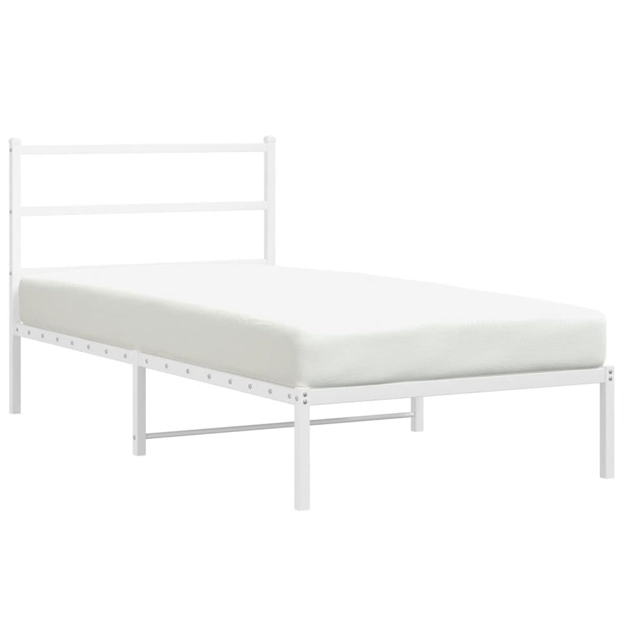Bedframe Metaal 100 x 190 cm Wit met hoofdbord