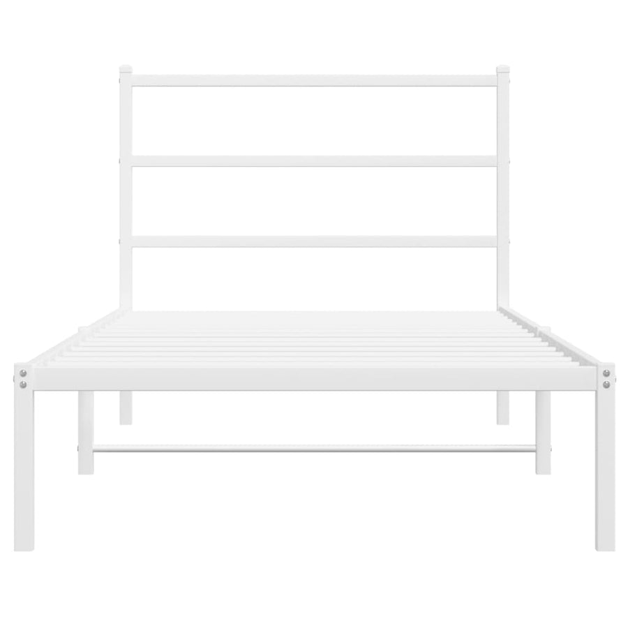 Bedframe Metaal 100 x 190 cm Wit met hoofdbord