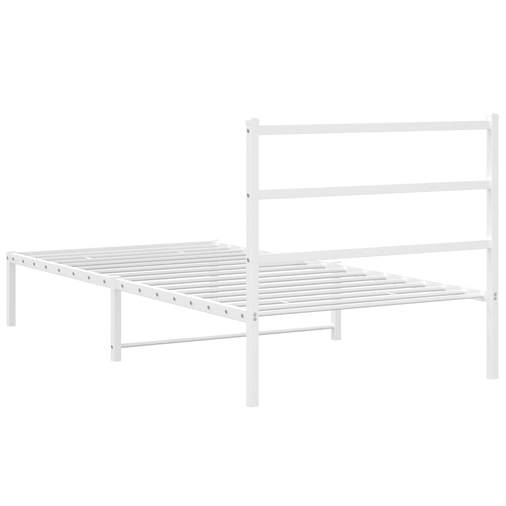 Bedframe Metaal 100 x 190 cm Wit met hoofdbord